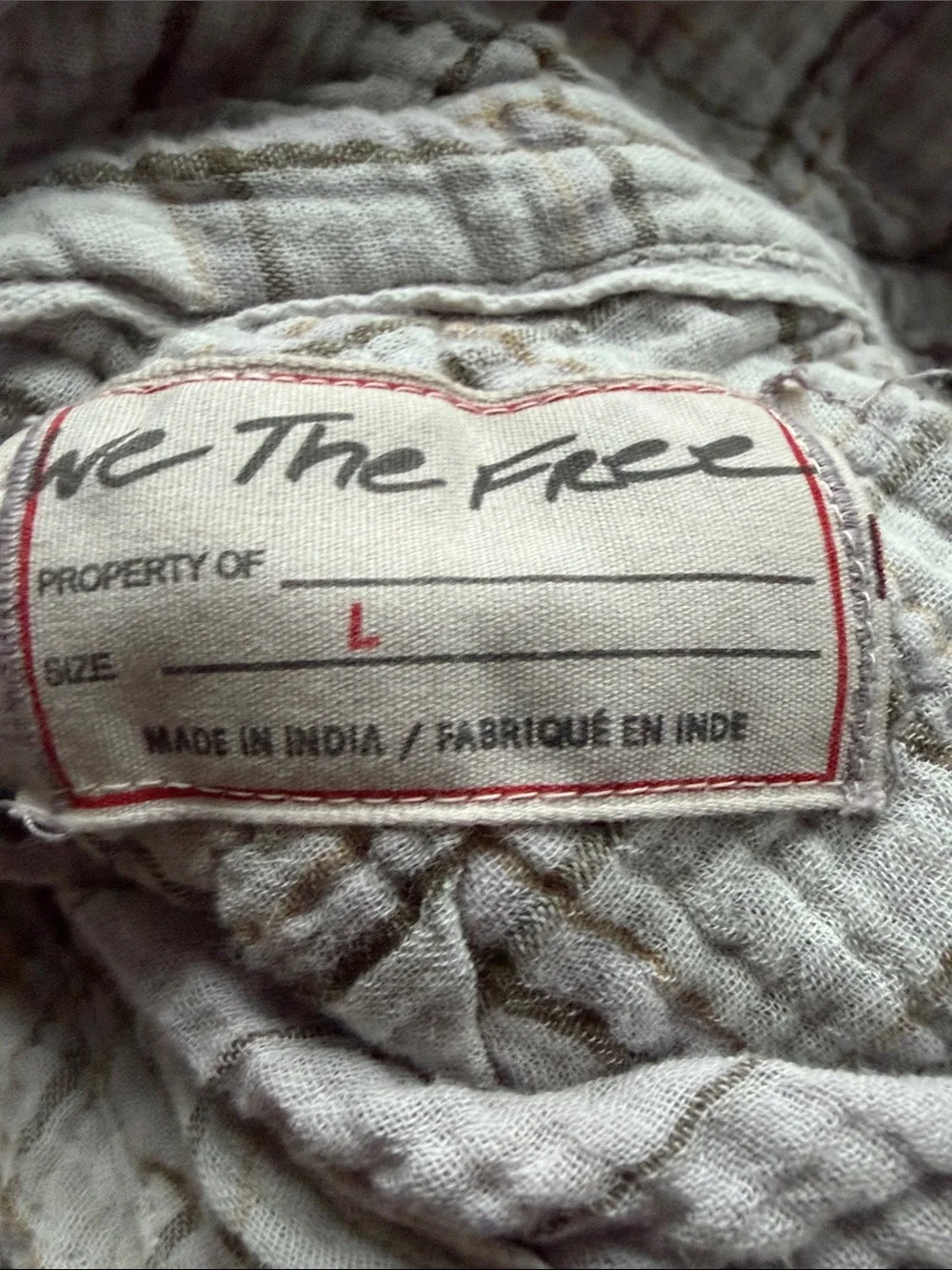Free People "We The Free" Cardiff Plaid Tunic plaid gauze button down Top Large - Picture 3 of 9